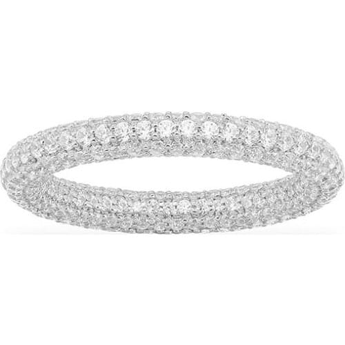 SLJELY Fashion Real 925 Sterling Silver Simple White Paved Zirconia Finger Ring Women Luxury Brand Yacht Club Jewelry