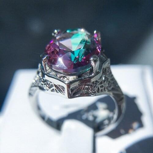 Oversize-Zircon Personality Couples Wedding Ladies Rings Luxurious Temperament Crystal Ring for Women Romantic Valentines Gifts