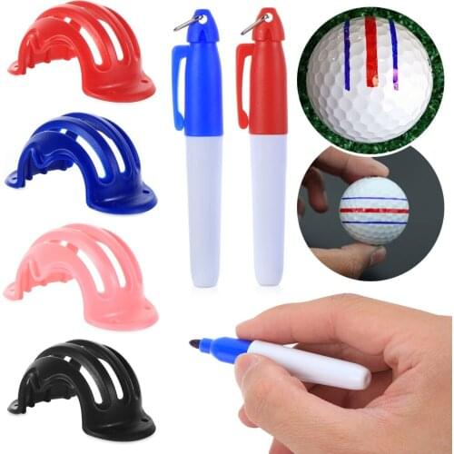 1Set Golf Ball Triple Track 3Line Marker Chrome Stencil+2Pcs Marker Pen Golf Ball Line Marker Aids Outdoor Tool Golf Accessories