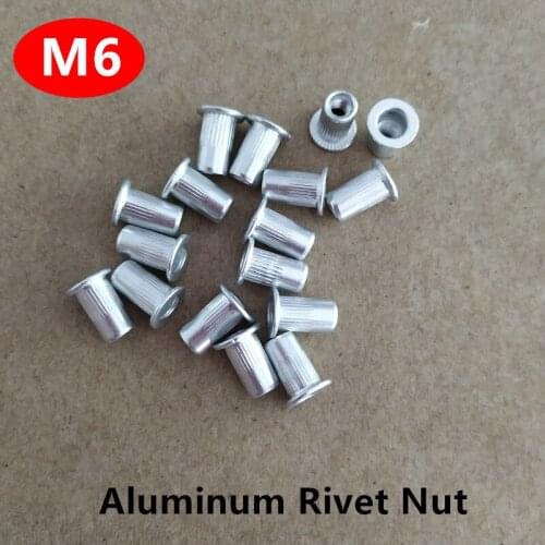 200pcs Threaded M6 Aluminum Rivet Nut aluminum Flat head Rivet Insert Nutsert Cap Blind Rivet Nut