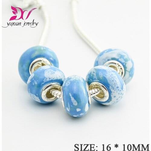 2016 16MM European Charms Beads Silver Plated Cord Big Hole Loose Bead Fit Charms Bracelet & Bangle Jewelry Finding boncuk TK023