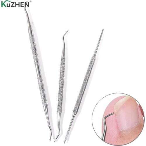 3pcs Double Ended Ingrown Toe Milling Cuticle Pusher Toe Nail Care Hook Manicure Dual Head Toenails Clean Care Tool
