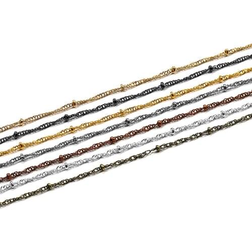 5m/lot 1.8mm Fancy Satellite Ball Beaded Chain Anti Tarnish Bead Ball Cable Chain for Necklace Choker Anklet Jewelry Making