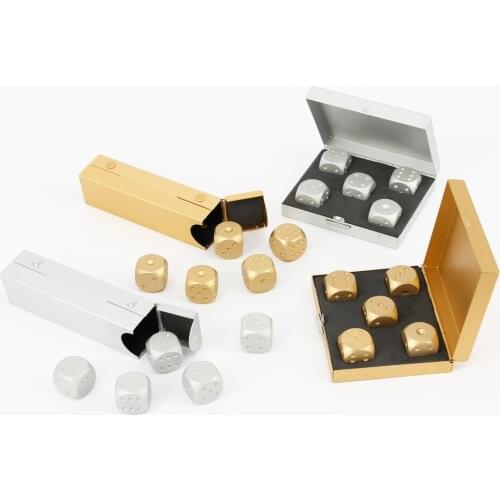 5 in 1 Precision Aluminum Alloy Solid Metal Dice Poker Party Game Toy Portable Dice Man Boyfriend Gift