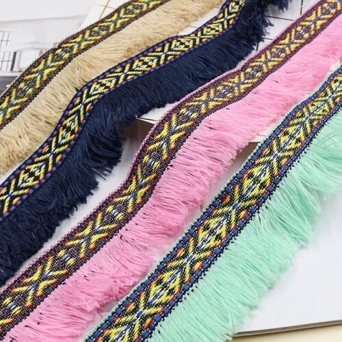 6Meters/lot 4cm wide ethnic style colored fringe lace trims dress clothing curtain pillow home decoration accessories AC16