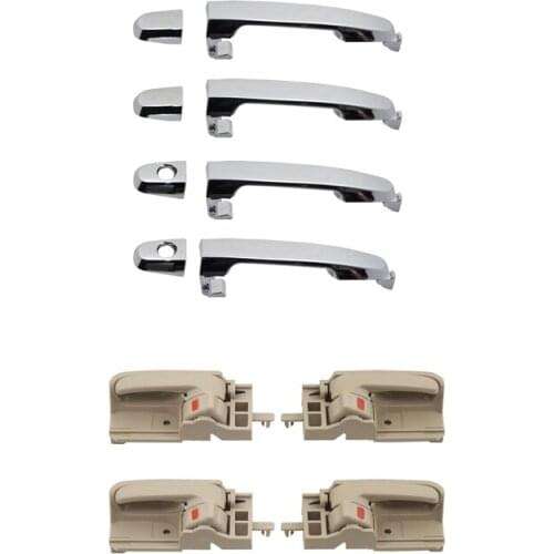8PCS CHROME OUTSIDE EXTERIOR BEIGE INTERIOR DOOR HANDLE For TOYOTA Corolla 2003 2004 2005 2006 2007 2008 2009 2010-2013