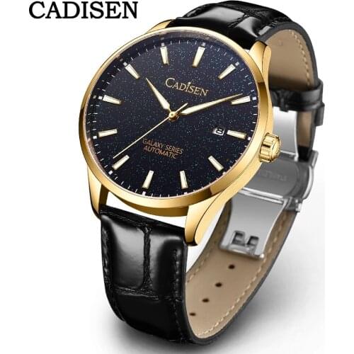 CADISEN 2021 Automatic Mechanical Watch Men Luxury Wristwatch 100m Waterproof Sapphire Crystal Cowhide Leather Luminous Watch