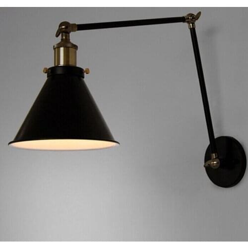 BDBQBL Northern Europe Vintage Wall Lamps Foldable Telescopic Rod Wall Lights Originality Industry Wandlamp Bedroom Light