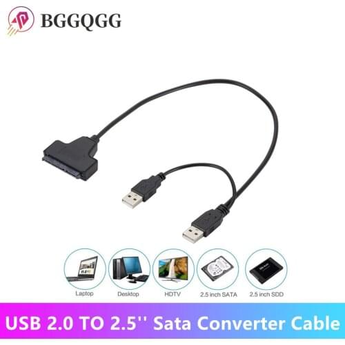 BGGQGG USB 2.0 to 2.5inch HDD 7+15pin SATA Hard Drive Cable Adapter for SATA SSD & HDD