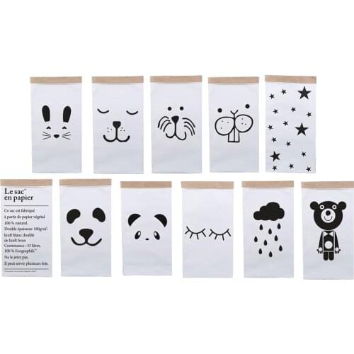 Large Cartoon Storage Bags Children Baby Play Mat Toys Clothes Organizer Heavy Kraft Paper Kids Laundry Bag Home Décor Letter