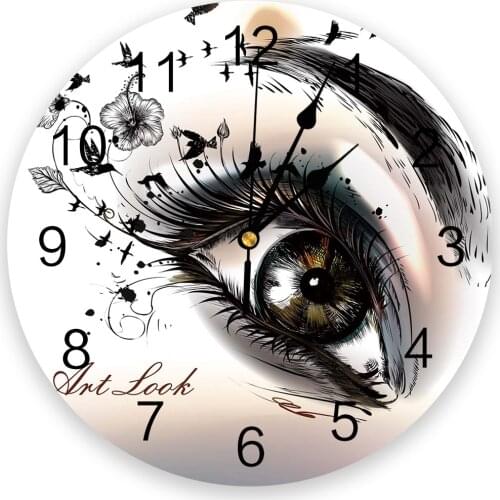 Eye Female Beautiful Woman Elegant Design Eyelashes Modern Wall Clock For Home Office Decoration Living Room Decor Hanging Watch