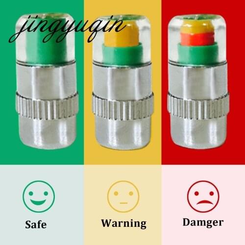 Jingyuqin 40pcs/lot 2.4bar Tire Pressure New Car Tyre Monitor Indicator Valve Stem Cap Sensor 3 Color Eye Alert