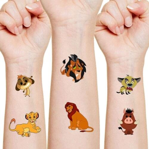 Disney Lion King Tattoo Sticker Childrens Birthday Party Decoration Anna Aisha Sticker Action Figure Sticker Cartoon Kids Gift