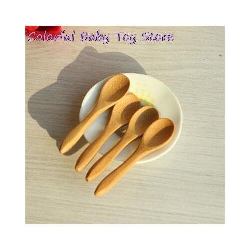 Hot Mini Wooden Spoon Kitchen Cooking Teaspoon Condiment Utensil Coffee Spoon Kids Ice Cream Tableware Tool