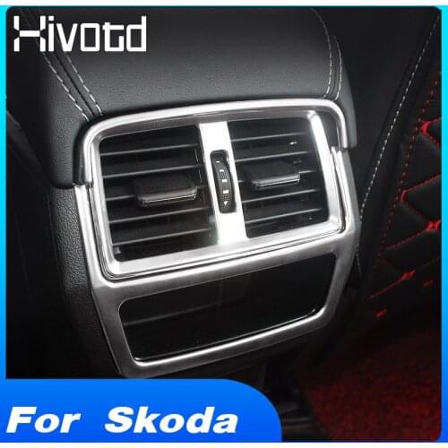 Hivotd For Skoda Kodiaq Accessories Interior Armrest Box Rear Air Conditioning Vent Cover strip decorative 2017-2020