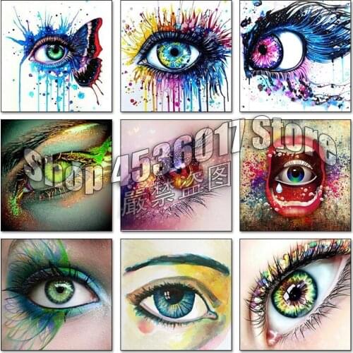 Arts 5d Diy Diamond Painting Beautiful Eyes Cross Stitch Diamond Embroidery Butterfly Diamond Mosaic Full Square Rhinestone Gift
