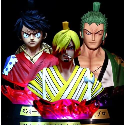 Anime One Piece Luffy Zoro Sanji Kimono Ver. Head Bust Portrait GK Action Figure Statue Collectible Model