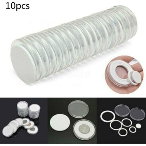 10pcs Commemorative Coin Protection Box + Gasket,Apply To Diameter 17/22/27/32/37mm Commemorative Coins