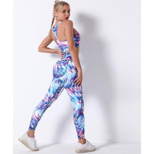 New Style 2 Piece Bra+Pants Womens Tracksuit Sportswear Sports Suit Yoga Sets Gym Fitness Suit Sexy Yoga Suit With Fake Pockets