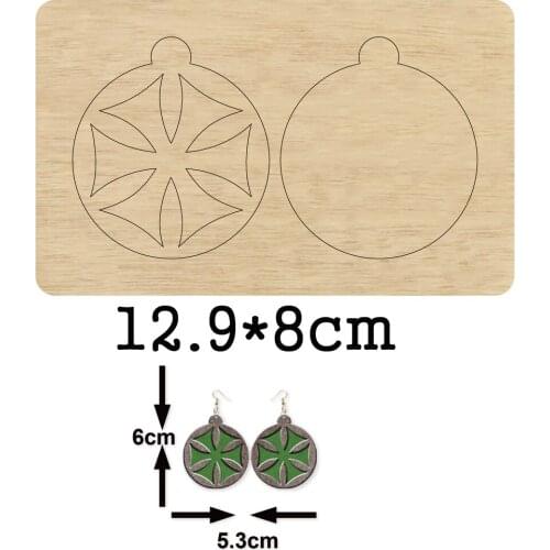 Circle Hollow Flower Stud Earring Cutting Wooden Mold Round Stud Earrings Wood Die For DIY Leather Cloth Paper Accessories Craft