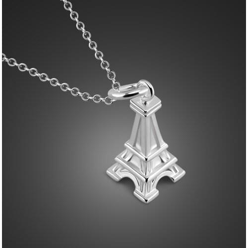 Fashion 100% 925 Sterling Silver Necklace Personality Eiffel Tower Choker Women Fine Jewelry Holiday Gifts