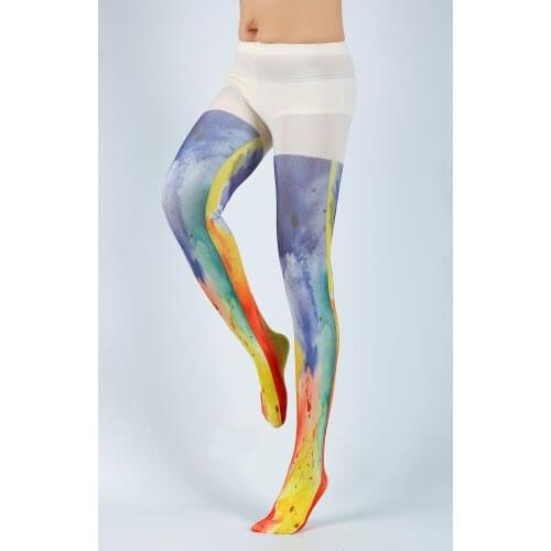 Fashion Sexy Designs Spring Flower Pattern Digital Print Countryside Tights Womens Pantyhose Ladies Thick Soft Stockings