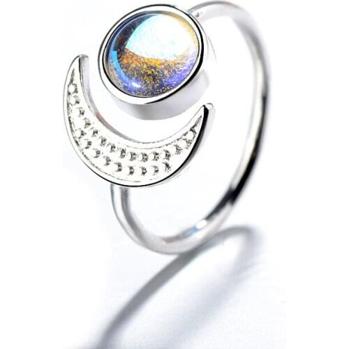 Trendy Moon Stone Women Finger Rings for Girls Bride Wedding Jewelry Fashion Silver 925 Women Ring Accessories Female Birthday