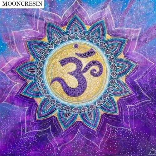 MOONCRESIN Diy Diamond Embroidery Cross Stitch 5D Diamond Painting Mandela Rhinestone Mosaic Painting Living Room Decoration