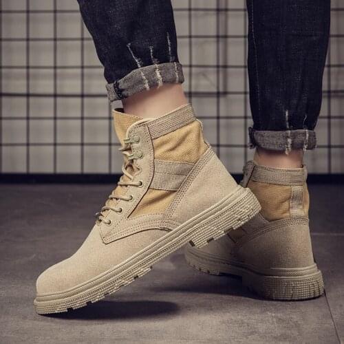 Mens Boots Outdoor Walking Casual Work Boots Pop Male Comfortable Sneakers High Quality Flock Ankle Desert Boots Men Shoes
