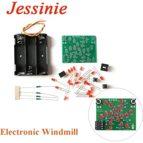 DIY Kit Electronic Windmill DC 5V Funny Rotating Light Kit Practice Board Adjustable Speed MCU Design for Training Soldering