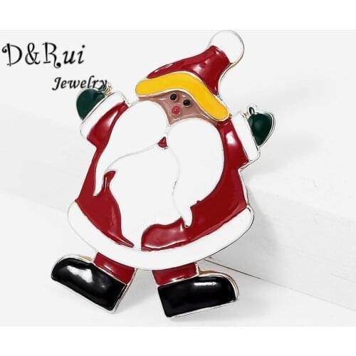 New Design Santa Claus Brooch Pin for Coat Accessories Women Kids Gift 2020 Trendy Alloy Red Enamel Christmas Brooches Pins Hot
