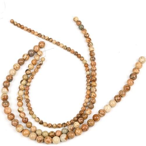 Factory wholesale Natural picture stone jasper Round beads 4-12mm loose beads DIY accessories necklace bracelet