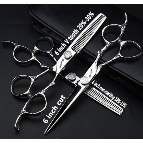 6 Inch Rose Cut Hair Salon Barber Scissors Hairdresser Flat Cut TeethGenuine Professional Hairdressing Scissors