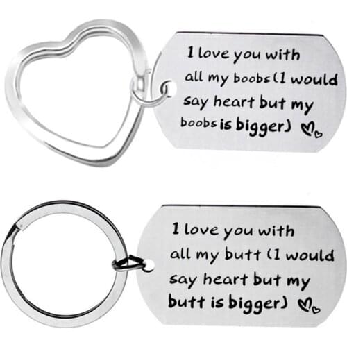Couples Funny Keychain I Love You with All My Butt/boobs Keyring for Boyfriend Girlfriend