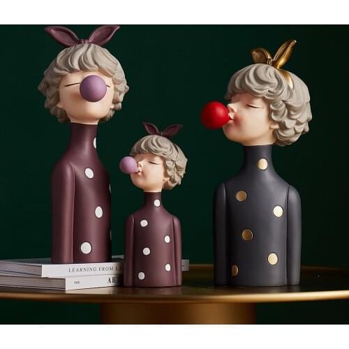 Resin Bubble Girl Figurines HomeDecoration Accessories For Living Room Modern Art Statues Office Desk Decorative Birthday Gifts