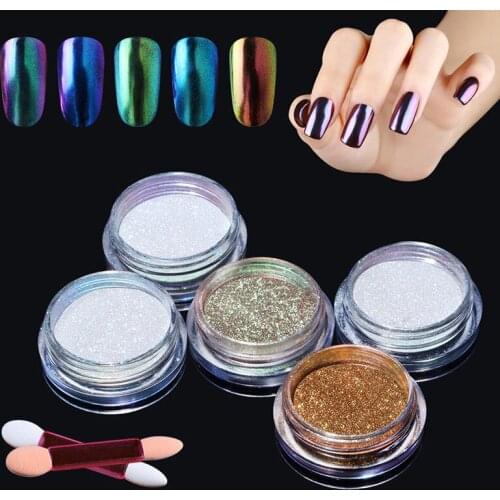 HNM Magic Mirror Chrome Glitter Powder Spangles for Nails Metallic Powder Dust Nail Art DIY Pigment Glitters Nails Dip Powder