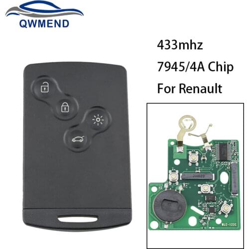 BHKEY 4 Buttons Remote Car Key for Renault 433mhz 7945/4A Chip for Renault Clio IV Captur 2013 2014 2015 2016 2017 Key for Car
