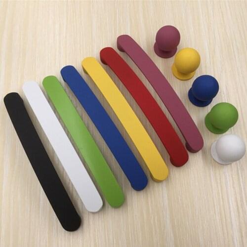 Cabinet Handles Candy Color Rainbow Color Cupboard Handles Aluminum Alloy Plastic Surface Treatment Cabinet Knobs for Children