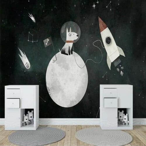 Hand Painting Space universe Wallpaper Wall Murals Decals 3D Wall Paper Rolls for Living Room Kids Bedroom Dog Carton Wallpapers