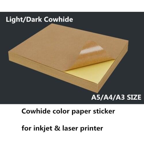 A5/A4/A3 size Matte cowhide surface self adhesive paper label sticker for inkjet printer and laser printer