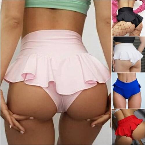 Yoga Shorts Women Fashion High Waisted Plus Size Shorts Hot Pants Ruffle Rump Cheerleading Bikini Pleated Fitness Short Pants