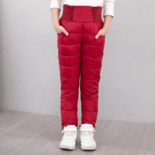 Girl Boy Winter Pants Cotton Padded Thick Warm Trousers Child Clothing Casual Pants 6 8 Years Elastic High Waisted Baby Kid Pant