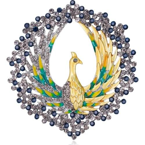 CINDY XIANG Vintage Enamel Large Peacock Brooch Pins For Women Creative Rhinestone Cute Animal Bird Brooches Accessories Jewelry