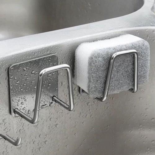 Stainless Steel Sponge Drain Rack Free Perforation Creative Home Kitchen Sink Drain Rack Storage Sink Rack