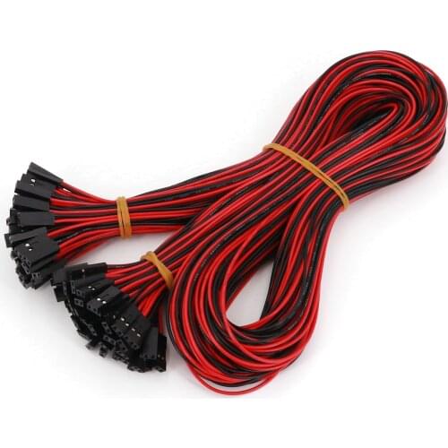 50Pcs 2Pin Female To Female Pitch 2.54mm 70cm Dupont Jumper Wire Connector 26AWG For 3D Printer