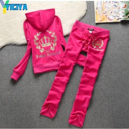 YICIYA tracksuit women crop top met Velvet suit women plus size sets two piece set women yoga women gym clothes trousers y2k set