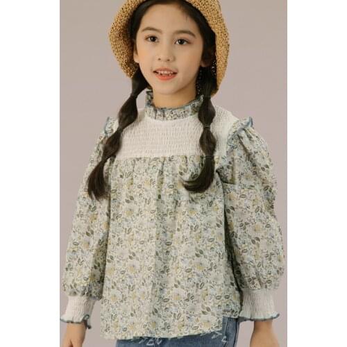 Girls' floral thin shirt Korean loose childrens spring dress shirts for girls kids clothing girls clothes 10 12 year