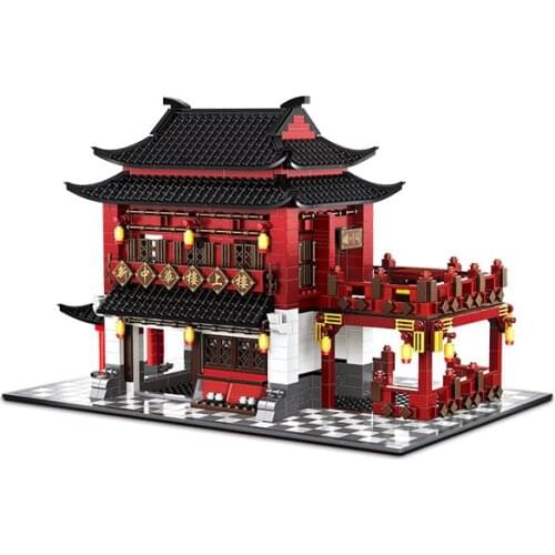 Wange Blocks World Architecture Chinese Style Model China Ancient Hotel Building Bricks Educational Toys for Children Gift 6312