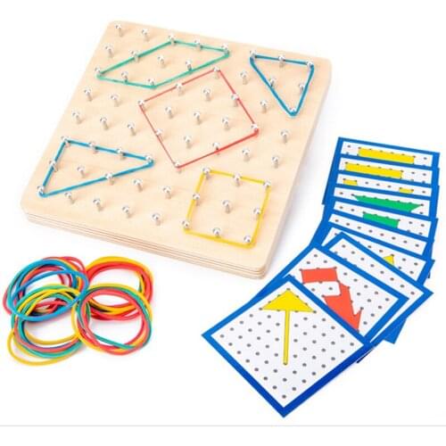 Funny Creative Graphics Iron Nail Wooden Board Colors Practical Life Skills Preschool Kids send Cards Shapes