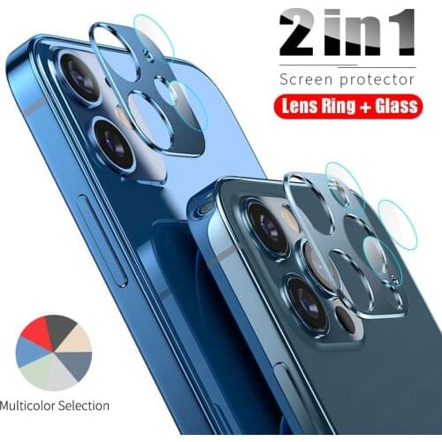 2-in-1 Back Camera Lens Tempered Glass for IPhone 12 Pro Max Metal Protection Camera Screen Protector for IPhone 12 Mini Pro